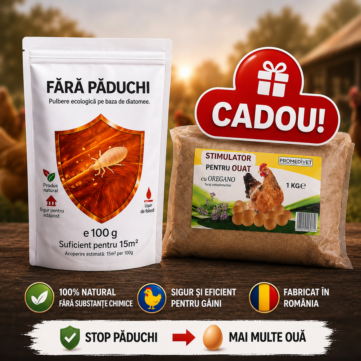 PACHETUL GOSPODINEI  🐔 Fără Păduchi + 🎁 Stimulator de Ouat CADOU